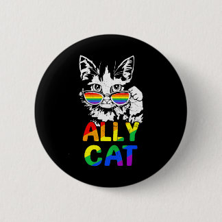 Ally Cat Pride Month Gay LGBTQ LGBT Pride Cat 2 Inch Round Button