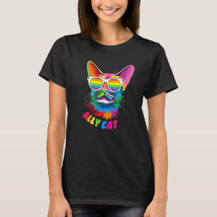 Ally Cat Purride Cat Pride Kitty Mom Gay Daddy Les T-Shirt