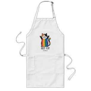 Ally Cat – Rainbow Cat LGBTQ Pride (2) Long Apron