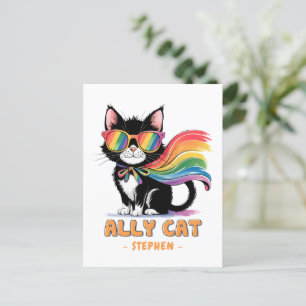 Ally Cat – Rainbow Cat LGBTQ Pride Postcard