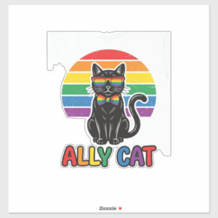 Ally Cat Rainbow Pride Vintage Cat Shirt Design_1