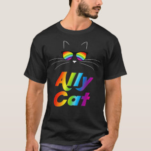 Ally Cat Rainbow Sunglasses Gay Pride Kitty Allies T-Shirt