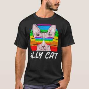 Ally Cat Rainbow Sunglasses LGBT Gay Pride Kittys  T-Shirt