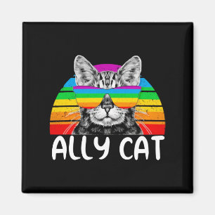 Ally Cat Rainbow Sunglasses LGBT Gay Pride Magnet