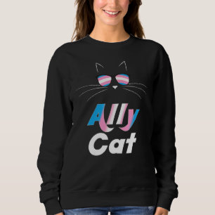 Ally Cat Rainbow Sunglasses Transgender Pride Kitt Sweatshirt