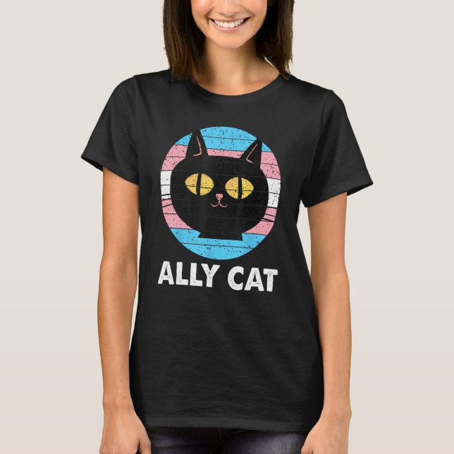 Ally Cat Transgender Pride  Cat Kitten LGBT Trans  T-Shirt (Front)