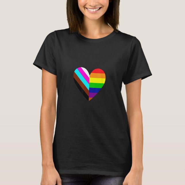 Ally Heart LGBTQ Rainbow Flag Gay Pride Graphics T-Shirt (Front)