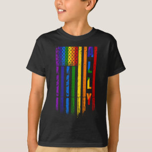 Ally Lgbt Lgbtq Rainbow Pride American Flag 4th Of T-Shirt
