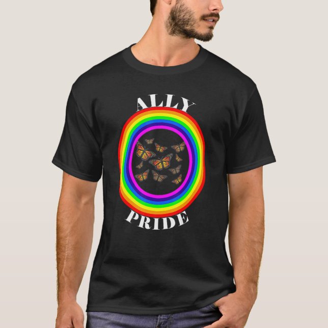 Ally Pride LGBTQ Equality Rainbow Lesbian Gay Tran T-Shirt (Front)