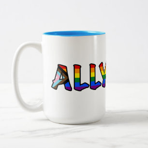 Ally Pride Mug: Vibrant Colors & Coffee Crazies Two-Tone Coffee Mug
