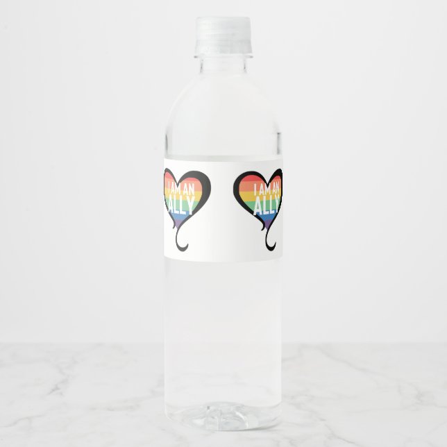 Ally Pride Rainbow Water Bottle Label (Front)