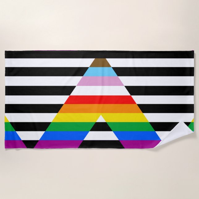 Ally Progress Pride Flag Beach Towel (Front)