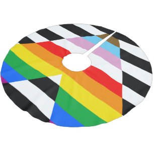 Ally Progress Pride Flag Brushed Polyester Tree Skirt