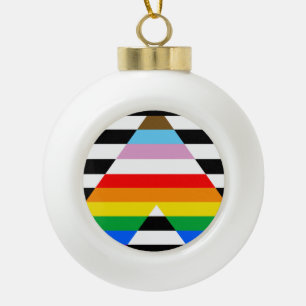 Ally Progress Pride Flag Ceramic Ball Christmas Ornament