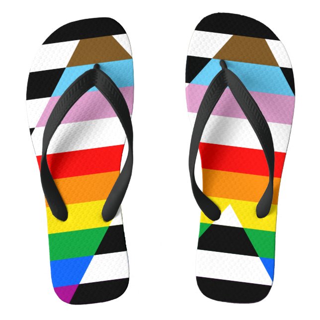 Ally Progress Pride Flag Flip Flops (Footbed)