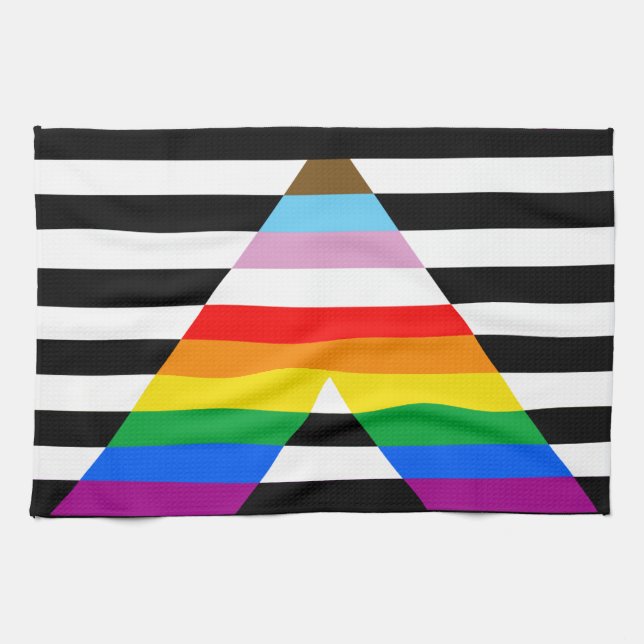 Ally Progress Pride Flag Kitchen Towel (Horizontal)