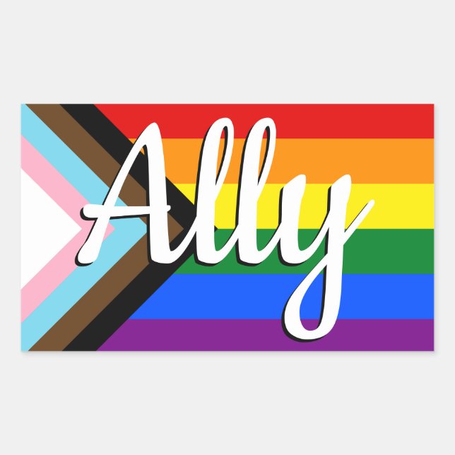 Ally | Progress Pride Flag Sticker (Front)