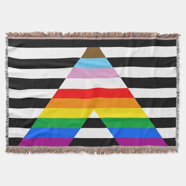 Ally Progress Pride Flag Throw Blanket (Front)