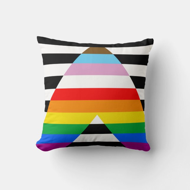 Ally Progress Pride Flag Throw Pillow (Front)
