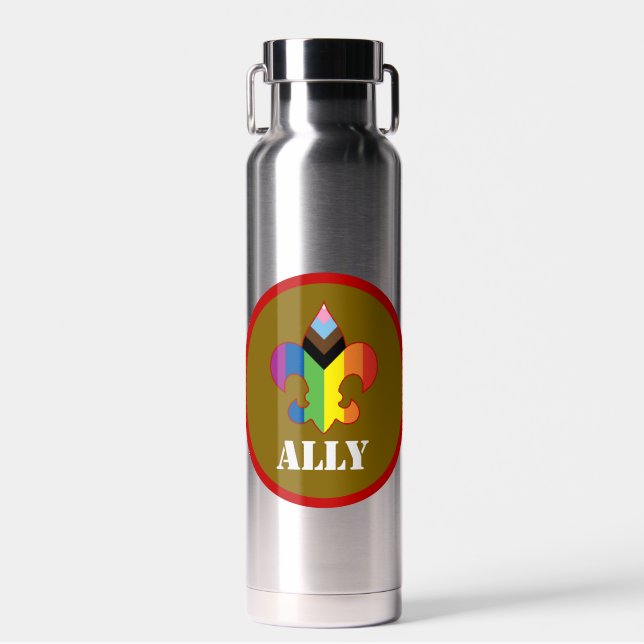 Ally Progress Pride Fleur-de-Lis Water Bottle (Front)