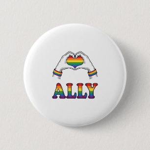 Ally Rainbow Hands Heart Vintage Pride Shirt Desig 2 Inch Round Button