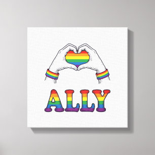 Ally Rainbow Hands Heart Vintage Pride Shirt Desig Canvas Print
