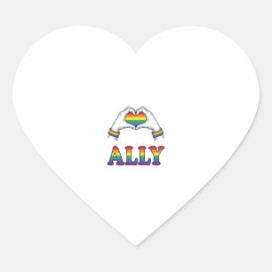 Ally Rainbow Hands Heart Vintage Pride Shirt Desig Sticker