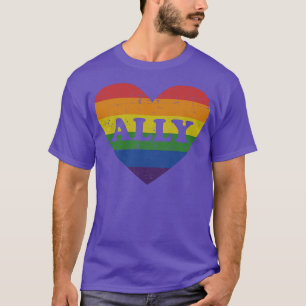 Ally rainbow heart for LGBT gay and lesbian suppo T-Shirt