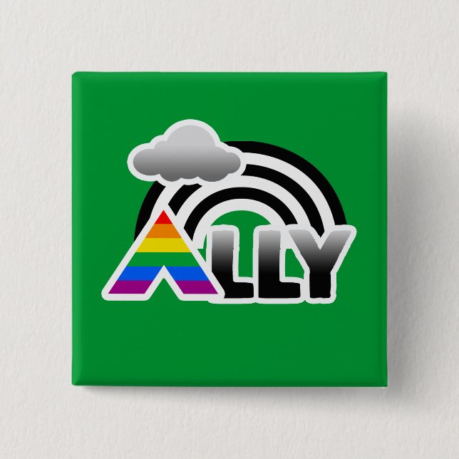 ALLY RAINBOW -.png 2 Inch Square Button (Front)