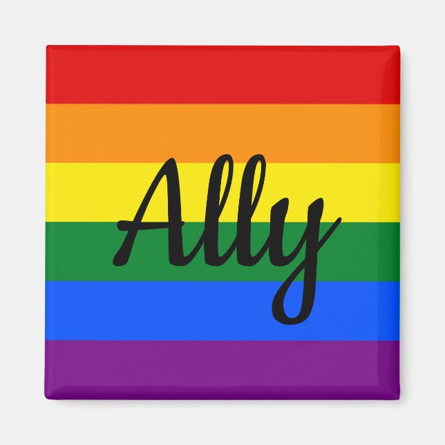Ally | Rainbow Pride Flag Magnet (Front)