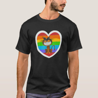 Allycat Lgb Cat Heart Rainbow Pride Flag Ally Prid T-Shirt