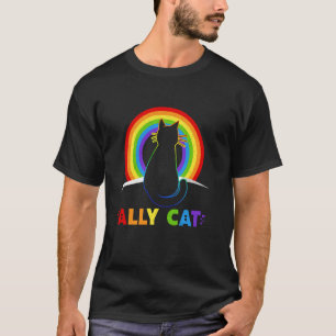 Allycat LGBT Cat With Ally Pride Rainbow T-Shirt