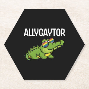 Allygaytor Rainbow Sunglass Alligator Animal LGBT Paper Coaster
