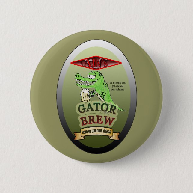 Ally's Gator Brew 2 Inch Round Button (Front)