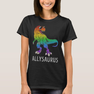 Allysaurus Dinosaur In Rainbow Flag Ally LGBT Gay  T-Shirt