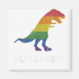 Allysaurus dinosaur in rainbow flag for ally LGBT Magnet