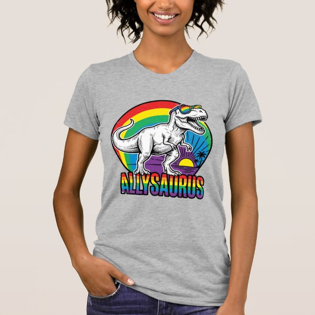 Allysaurus Rainbow Dinosaur Vintage T-Shirt Design (Front)