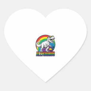 Allysaurus Rainbow Dinosaur Vintage T-Shirt Design Heart Sticker