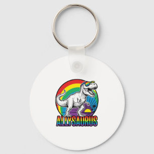 Allysaurus Rainbow Dinosaur Vintage T-Shirt Design Keychain