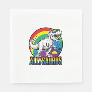 Allysaurus Rainbow Dinosaur Vintage T-Shirt Design Napkin