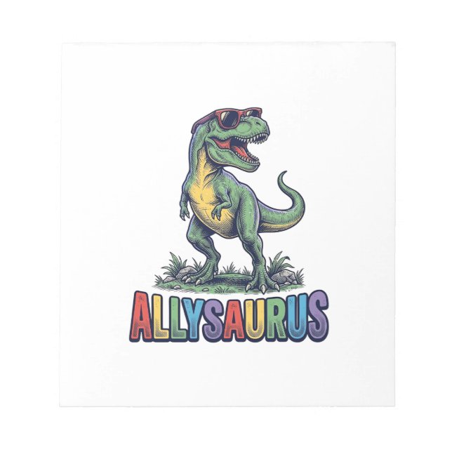 Allysaurus Vintage Dinosaur Sunglasses Shirt Desig Notepad (Front)