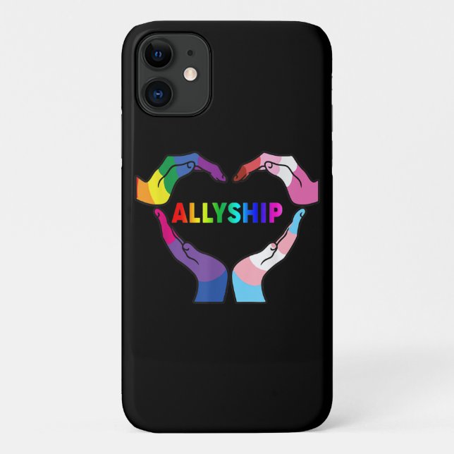 Allyship Heart LGBT Support Protect Kids Rainbow F Case-Mate iPhone Case (Back)