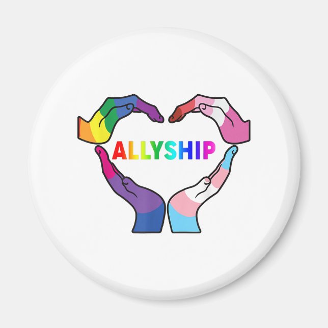 Allyship Heart LGBT Support Protect Kids Rainbow F Magnet (Front)