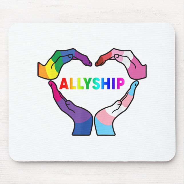 Allyship Heart LGBT Support Protect Kids Rainbow F Mouse Pad (Front)