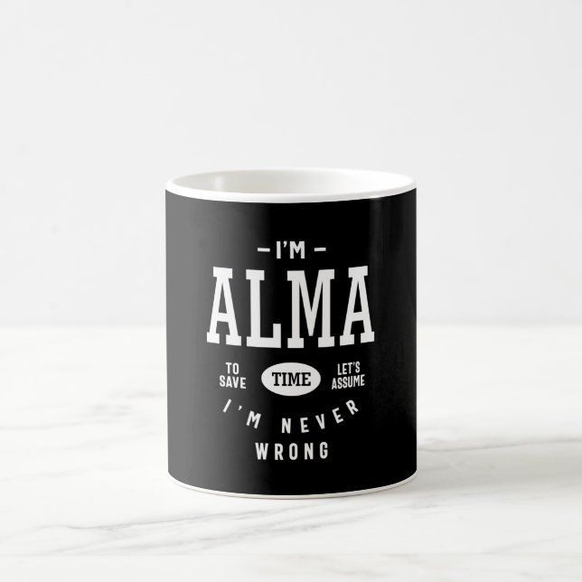Alma Personalized Name Birthday Coffee Mug (Center)