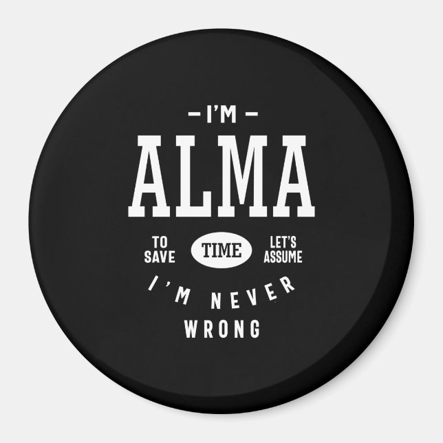 Alma Personalized Name Birthday Magnet (Front)