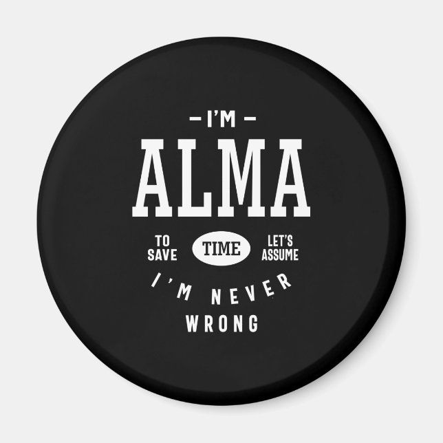 Alma Personalized Name Birthday Magnet (Front)