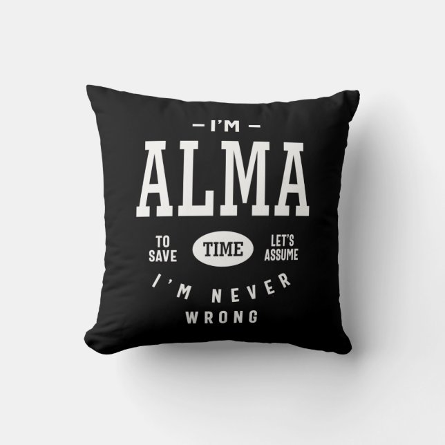 Alma Personalized Name Birthday Throw Pillow (Front)
