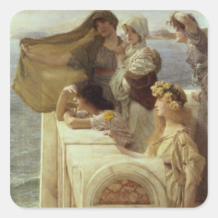 Alma-Tadema At Aphrodite's Cradle, 1908 Square Sticker