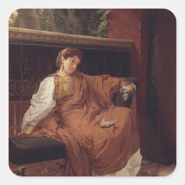 Alma-Tadema | Lesbia Weeping over a Sparrow Square Sticker (Front)